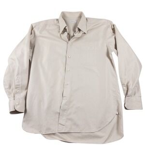 Ermenegildo Zegna Premium Cotton Button Down Mens L 44 Cream Safari Chore Shirt